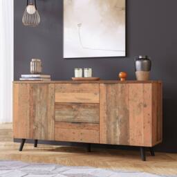 Matteo Vintage Brown Sideboard Storage Cabinet with Shelves & Drawers - thumbnail 1