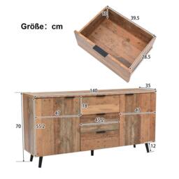 Matteo Vintage Brown Sideboard Storage Cabinet with Shelves & Drawers - thumbnail 5