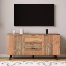 Matteo Vintage Brown Sideboard Storage Cabinet with Shelves & Drawers - thumbnail 9