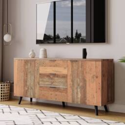 Matteo Vintage Brown Sideboard Storage Cabinet with Shelves & Drawers - thumbnail 8