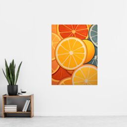 "Artery8 Wall Art Print Lemons & Oranges Oil Painting Abstract Fruit Slices Kitchen Artwork Poster in Yellow - Size: W18"" x H24""" - thumbnail 4