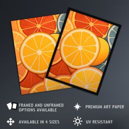 "Artery8 Wall Art Print Lemons & Oranges Oil Painting Abstract Fruit Slices Kitchen Artwork Poster in Yellow - Size: W18"" x H24""" - thumbnail 2