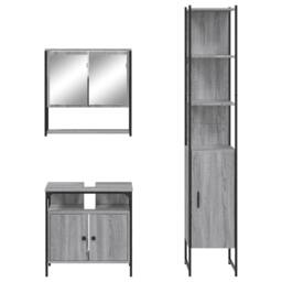 Berkfield Home Durable 3 Piece Bathroom Furniture Set Grey Sonoma Engineered Wood - thumbnail 6