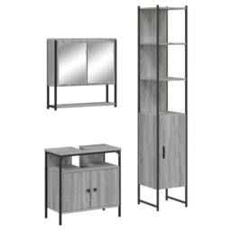 Berkfield Home Durable 3 Piece Bathroom Furniture Set Grey Sonoma Engineered Wood - thumbnail 3