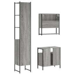 Berkfield Home Durable 3 Piece Bathroom Furniture Set Grey Sonoma Engineered Wood - thumbnail 8