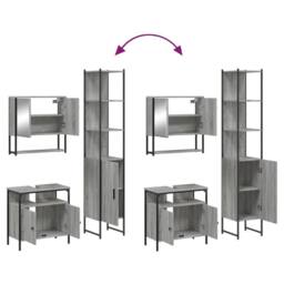 Berkfield Home Durable 3 Piece Bathroom Furniture Set Grey Sonoma Engineered Wood - thumbnail 9