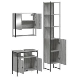 Berkfield Home Durable 3 Piece Bathroom Furniture Set Grey Sonoma Engineered Wood - thumbnail 5