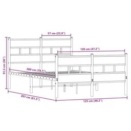 Berkfield Home Metal Bed Frame without Mattress Smoked Oak 120x200 cm in Brown - thumbnail 9