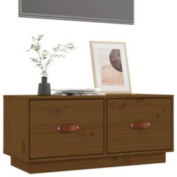 Berkfield Home TV Cabinet Honey Brown 80x34x35 cm Solid Wood Pine - Size: 80 x 34 x 35 cm - thumbnail 4