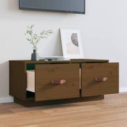 Berkfield Home TV Cabinet Honey Brown 80x34x35 cm Solid Wood Pine - Size: 80 x 34 x 35 cm - thumbnail 3