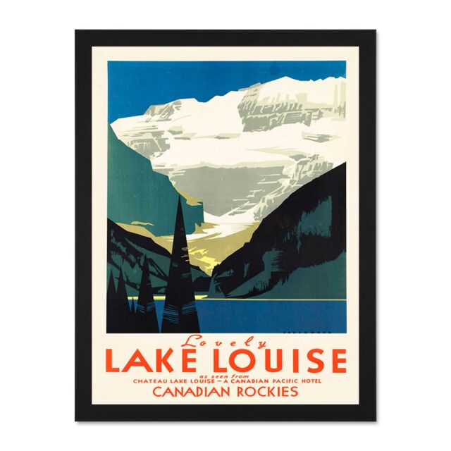 "Artery8 Wall Art Print Travel Tourism Lovely Lake Louise Canada Art Large Framed Wall Décor Art in Brown - Size: W18"" x H24""" - image 1