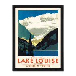 "Artery8 Wall Art Print Travel Tourism Lovely Lake Louise Canada Art Large Framed Wall Décor Art in Brown - Size: W18"" x H24""" - thumbnail 1