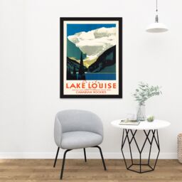 "Artery8 Wall Art Print Travel Tourism Lovely Lake Louise Canada Art Large Framed Wall Décor Art in Brown - Size: W18"" x H24""" - thumbnail 2