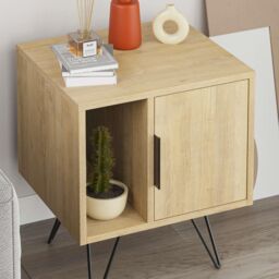 Decortie 'Glynn' Modern Bedside Table Nightstand Metal Hairpin Legs 50cm in Natural - Size: 1 Pack - thumbnail 5