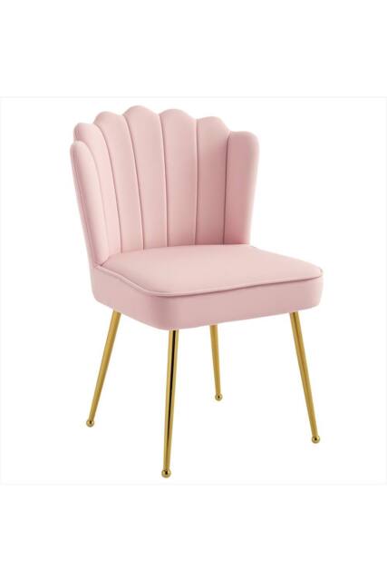 ERGOVEXA Velvet-Feel Shell Accent Chair, Pink - image 1