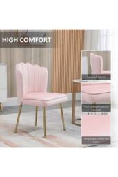 ERGOVEXA Velvet-Feel Shell Accent Chair, Pink - thumbnail 4