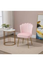ERGOVEXA Velvet-Feel Shell Accent Chair, Pink - thumbnail 3