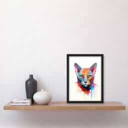 "Artery8 Wall Art Print Tonkinese Cat Lover Gift Pet Portrait Pastel Colour Blue Orange Purple Artwork Painting Art Framed - Size: W12"" x H16""" - thumbnail 4