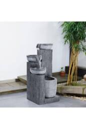 H&O Direct Solar-Powered Water Fountain Outdoor Rockery Decor in Natural - thumbnail 2