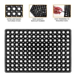 Havendro 2 x Non Slip Industrial Rubber Ring Door Mat Outdoor in Black - Size: 100 cm x 100 cm - thumbnail 3
