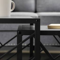 Wyld Haus Safi Set of 3 Grey Square Nesting Side Tables with Black Metal Frame - thumbnail 8