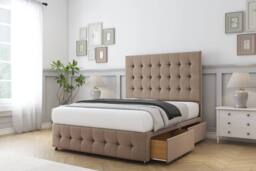 "Sloomy Vienna Plush Divan Set 2 Drawers-54"" Headboard-Footboard in Bronze - Size: King" - thumbnail 1