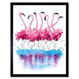 "Artery8 Flamingos Dancing Watercolour Kids Bedroom 12x16"" Framed Art Print in Pink - Size: W12"" x H16""" - thumbnail 1