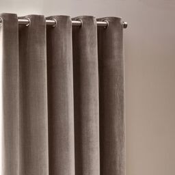 Yard Heavy Chenille Velvet Room Darkening Eyelet Curtain Pair in Beige - Size: 229 cm width x 229 cm drop - thumbnail 3