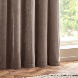 Yard Heavy Chenille Velvet Room Darkening Eyelet Curtain Pair in Beige - Size: 229 cm width x 229 cm drop - thumbnail 4