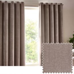 Yard Heavy Chenille Velvet Room Darkening Eyelet Curtain Pair in Beige - Size: 229 cm width x 229 cm drop - thumbnail 1