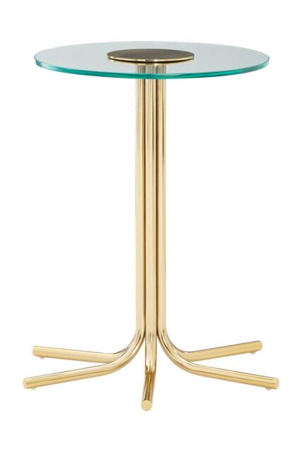 Orsina Side Table With Glass Top-Glamorous Gold Finish Round Table-Contemporary Small Table With Six Slender Legs - image 1