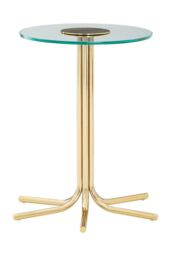 Orsina Side Table With Glass Top-Glamorous Gold Finish Round Table-Contemporary Small Table With Six Slender Legs - thumbnail 1