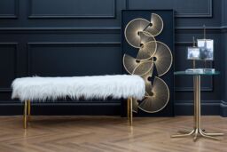 Orsina Side Table With Glass Top-Glamorous Gold Finish Round Table-Contemporary Small Table With Six Slender Legs - thumbnail 4