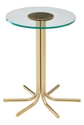 Orsina Side Table With Glass Top-Glamorous Gold Finish Round Table-Contemporary Small Table With Six Slender Legs - thumbnail 3