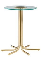 Orsina Side Table With Glass Top-Glamorous Gold Finish Round Table-Contemporary Small Table With Six Slender Legs - thumbnail 2