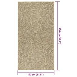 Berkfield Home Rug ZIZUR Beige 80x150 cm Jute Look Indoor & Outdoor - Size: Medium - thumbnail 9
