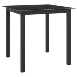 Berkfield Home Garden Table Black 80x80x74 cm Aluminium & Glass - Size: 80 x 80 x 74 cm - thumbnail 2