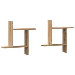 Berkfield Home Wall Shelves 2 pcs Artisian Oak 50x12x50 cm Engineered Wood in Brown - Size: 50 x 12 x 50 cm - thumbnail 6