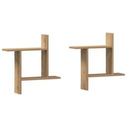 Berkfield Home Wall Shelves 2 pcs Artisian Oak 50x12x50 cm Engineered Wood in Brown - Size: 50 x 12 x 50 cm - thumbnail 2