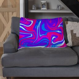 Benjamin Tate Design Pink & Blue Marble Blanket in Natural - Size: 120 cm x 150 cm - thumbnail 2