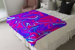 Benjamin Tate Design Pink & Blue Marble Blanket in Natural - Size: 120 cm x 150 cm - thumbnail 3