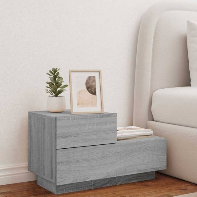 Berkfield Home Decorative Bedside Cabinet with LED Lights Grey Sonoma 70x36x40.5 cm - image 1