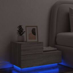 Berkfield Home Decorative Bedside Cabinet with LED Lights Grey Sonoma 70x36x40.5 cm - thumbnail 2