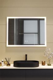 Living and Home Frameless Anti-Fog Dimmable LED Wall Mirror in Metallics - thumbnail 2
