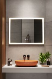 Living and Home Frameless Anti-Fog Dimmable LED Wall Mirror in Metallics - thumbnail 1