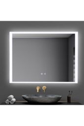 Living and Home Frameless Anti-Fog Dimmable LED Wall Mirror in Metallics - thumbnail 3