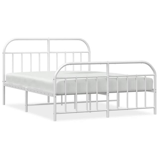 Berkfield Home Metal Bed Frame with Headboard & Footboard White 135x190 cm Double - image 1