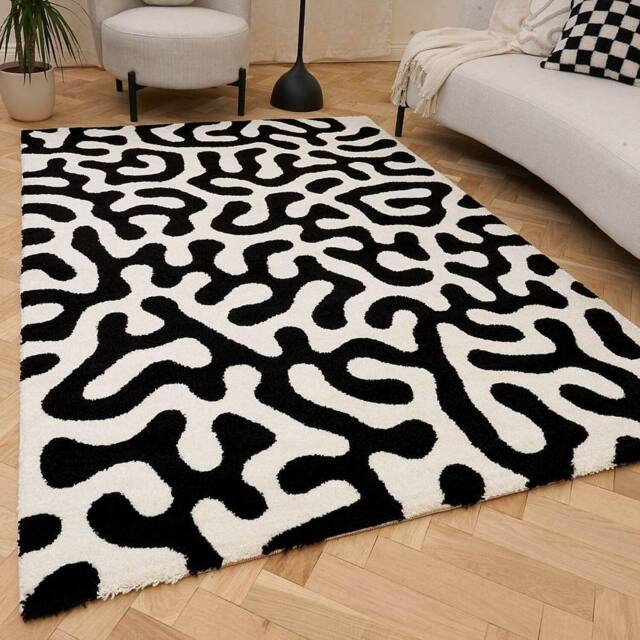 THE RUGS Joli Abstract Pattern Soft & Dense Pile Living Room & Bedroom Rug in Black - Size: 80 cm x 150 cm - image 1
