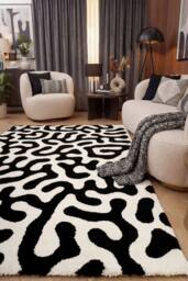 THE RUGS Joli Abstract Pattern Soft & Dense Pile Living Room & Bedroom Rug in Black - Size: 80 cm x 150 cm - thumbnail 4