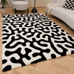 THE RUGS Joli Abstract Pattern Soft & Dense Pile Living Room & Bedroom Rug in Black - Size: 80 cm x 150 cm - thumbnail 1